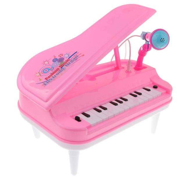 Piano infantil, 2 teclado eletrônico com microfone rosa - AliExpress